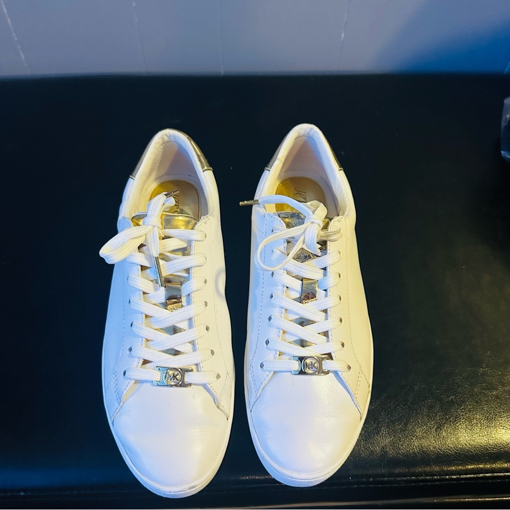 MICHAEL Michael Kors White Sneakers with Gold Accents